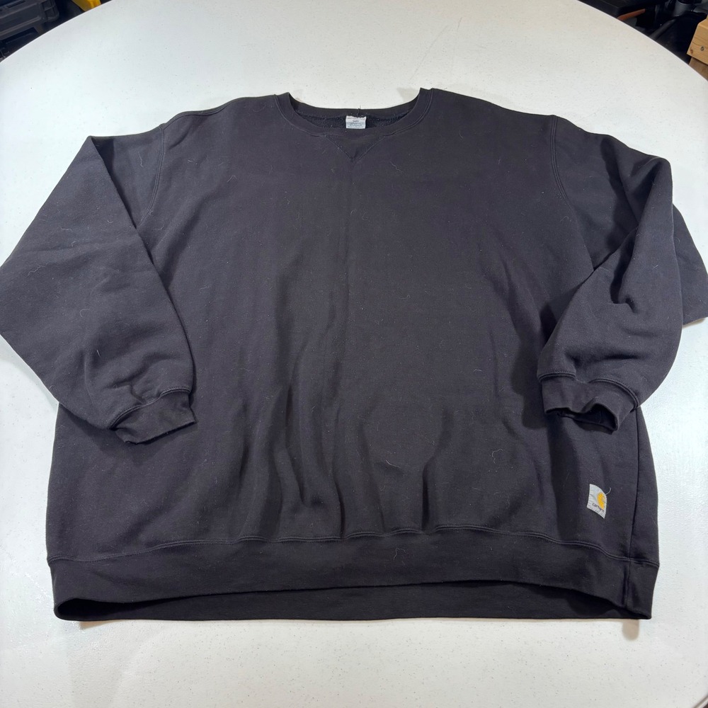 Carhartt K124 BLK Crewneck Sweatshirt Mens 4XL Tall Black Midweight Fleece Logo